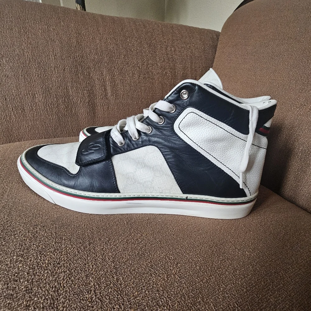 Gucci GG Monogram High-Top Leather Sneakers Size 14 - Picture 4 of 15